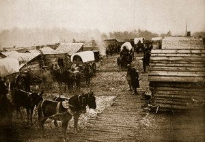 ウィンタークォーターとコーデュロイロード、1861-65 作： Mathew B. Brady